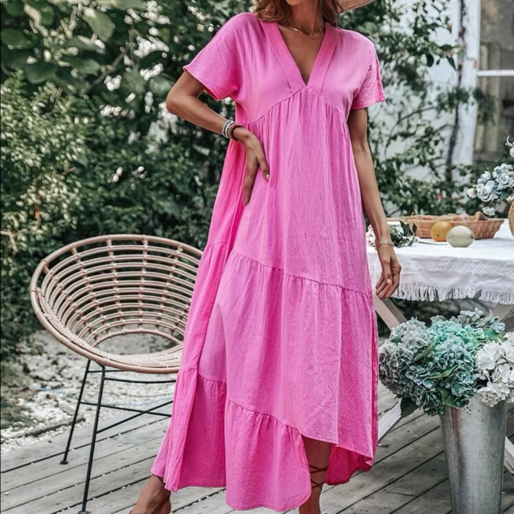 NWT Boho batwing sleeve asymmetrical hem smock dress